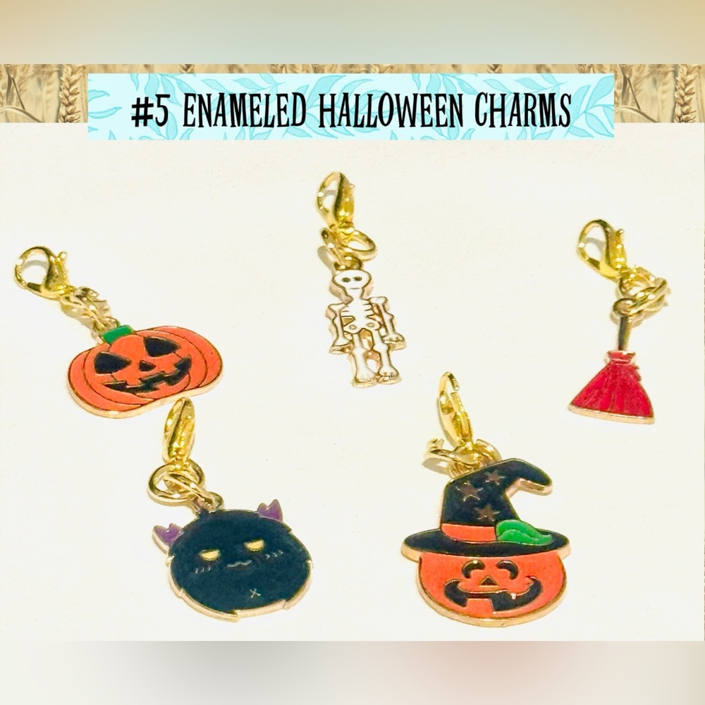 New 5 Enameled Halloween Charms